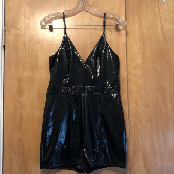 Sexy Pleather Romper - Picture 2 of 6